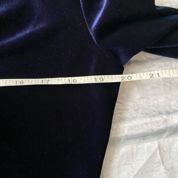 Cache women L drape front Longsleeve navy blue velour blouse - Picture 8 of 9